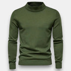 Herrtröja med hög krage och ribbade muddar