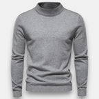 Herrtröja med hög krage och ribbade muddar
