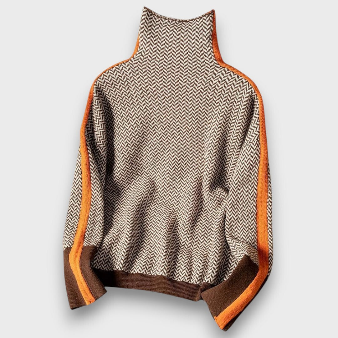 Damtröja med hög krage och mönster