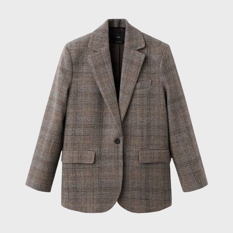 Rutig damkavaj med fickor i stilren design