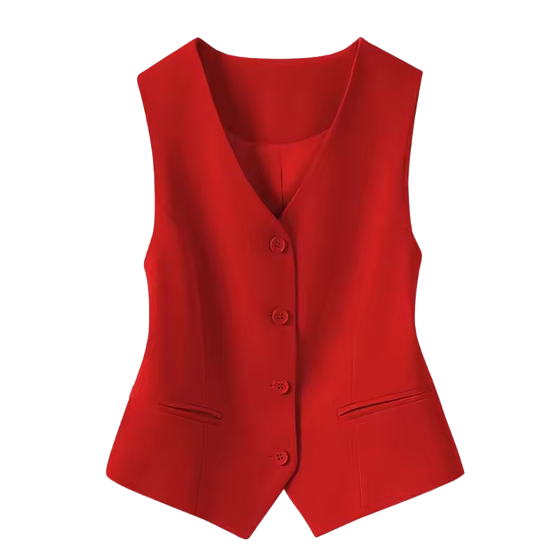 Damväst med knäppning framtill och fickor