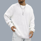 Stickad herrtröja med rund hals