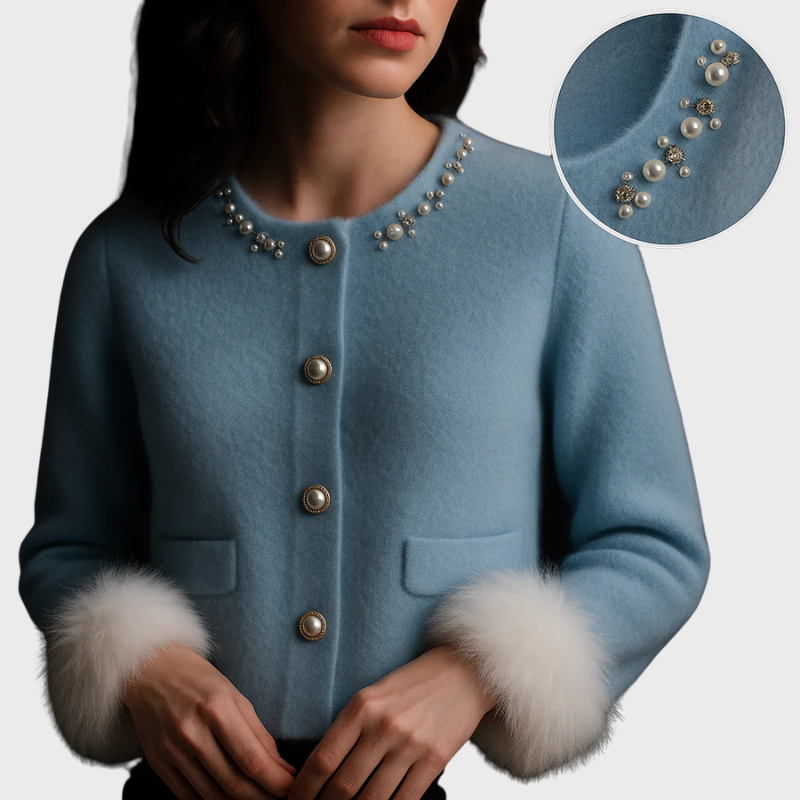 Kofta med pärldetaljer och eleganta knappar