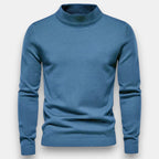 Herrtröja med hög krage och ribbade muddar