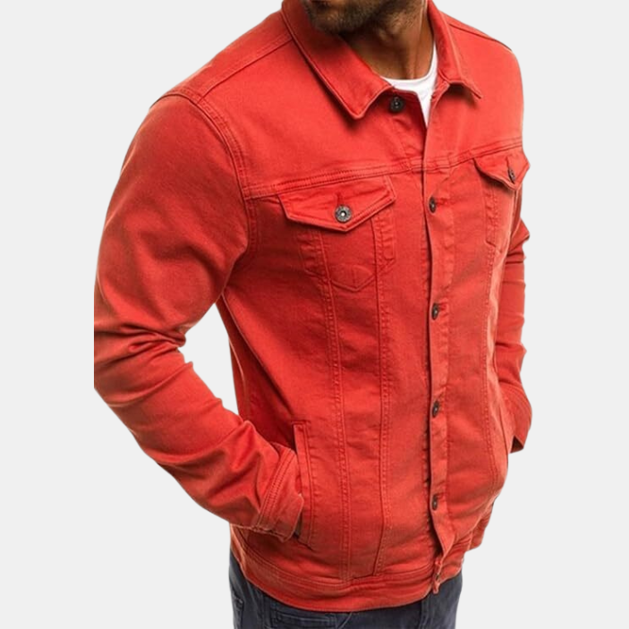 Herrjacka i denim med knappar framtill
