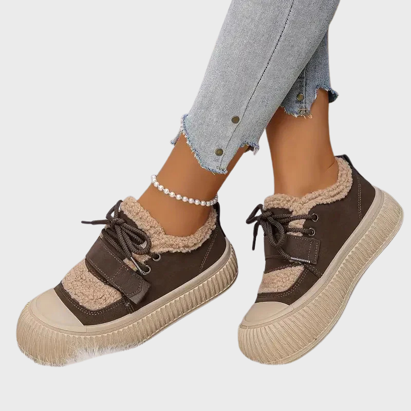 Varmfodrade damskor med tjock sula för vinter