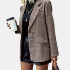 Rutig damblazer med enkel knäppning