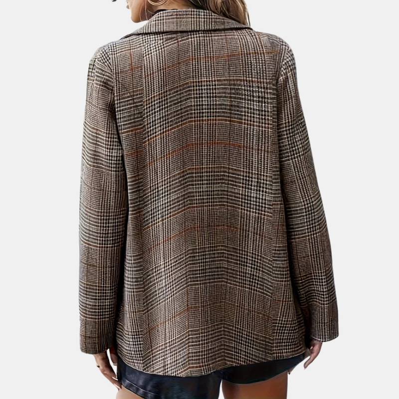 Rutig damblazer med enkel knäppning