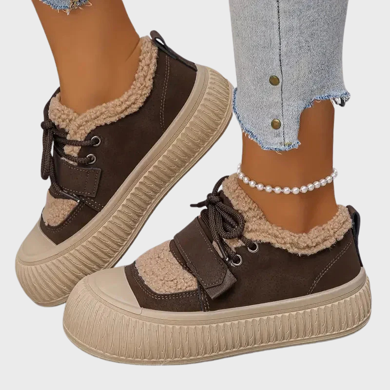 Varmfodrade damskor med tjock sula för vinter