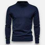 Herrtröja med hög krage och ribbade muddar