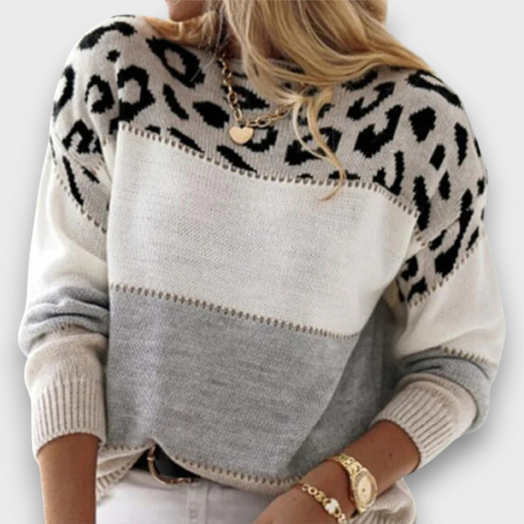 Damtröja med mönstrad överdel och paneler