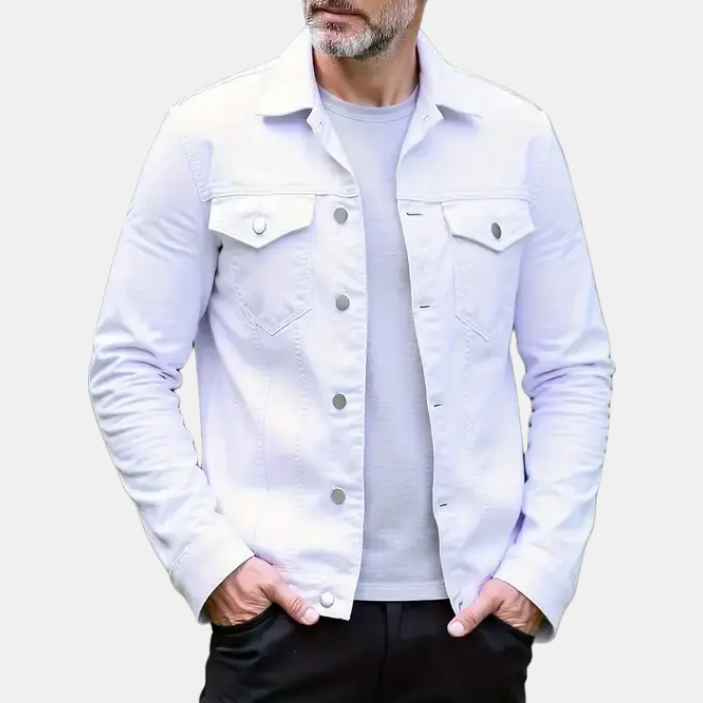 Herrjacka i denim med knappar framtill