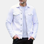 Herrjacka i denim med knappar framtill