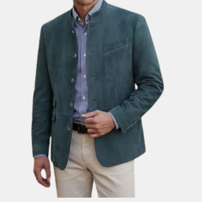 Herrjacka med ståkrage och knappstängning