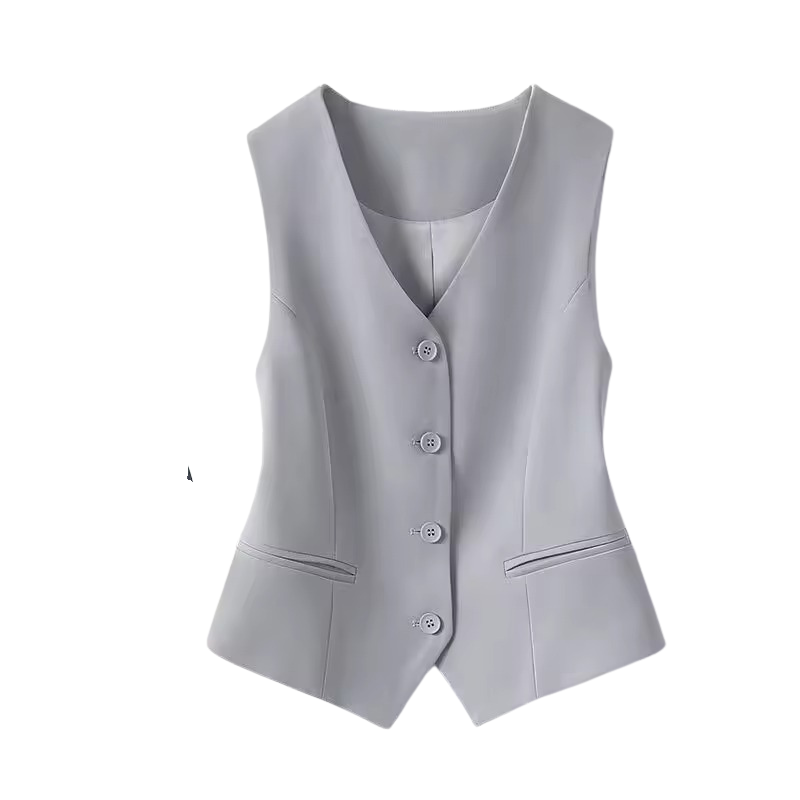 Damväst med knäppning framtill och fickor