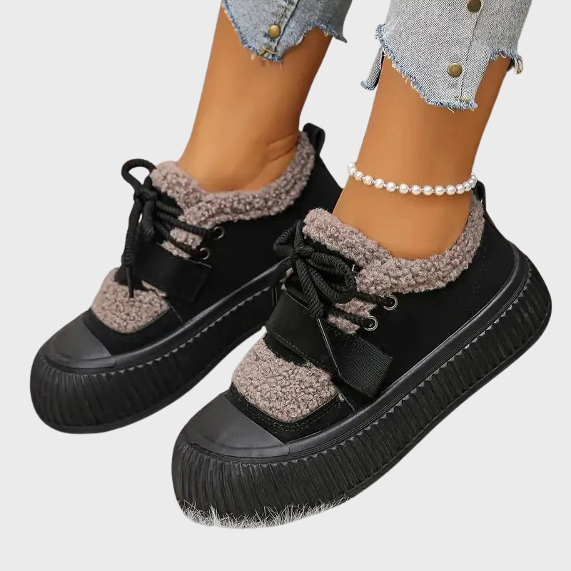 Varmfodrade damskor med tjock sula för vinter