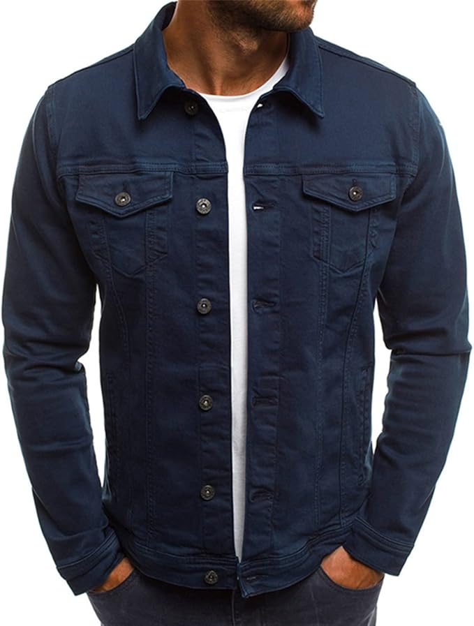 Herrjacka i denim med knappar framtill