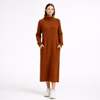 Ribbad midiklänning med polokrage för dam