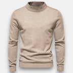 Herrtröja med hög krage och ribbade muddar