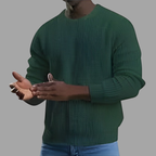 Stickad herrtröja med rund hals