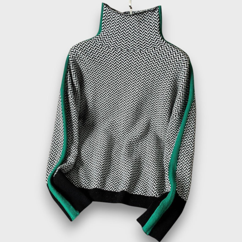 Damtröja med hög krage och mönster