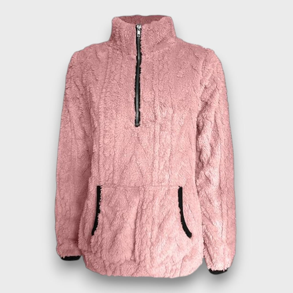 Damtröja med struktur och halvdragkedja