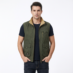 Stickad Västen med Knäppning Fram för Herr