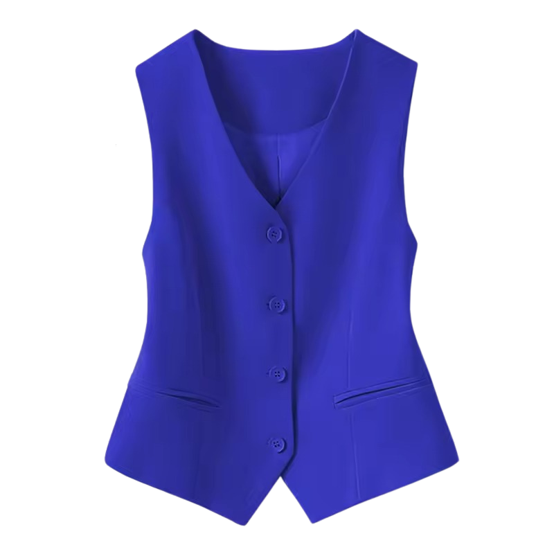 Damväst med knäppning framtill och fickor