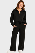 Damset med halvziptröja och byxor