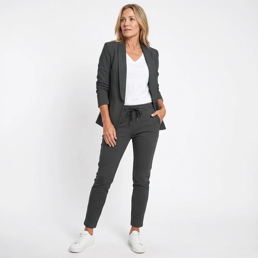 Blazer- och byxset för dam med avsmalnande passform