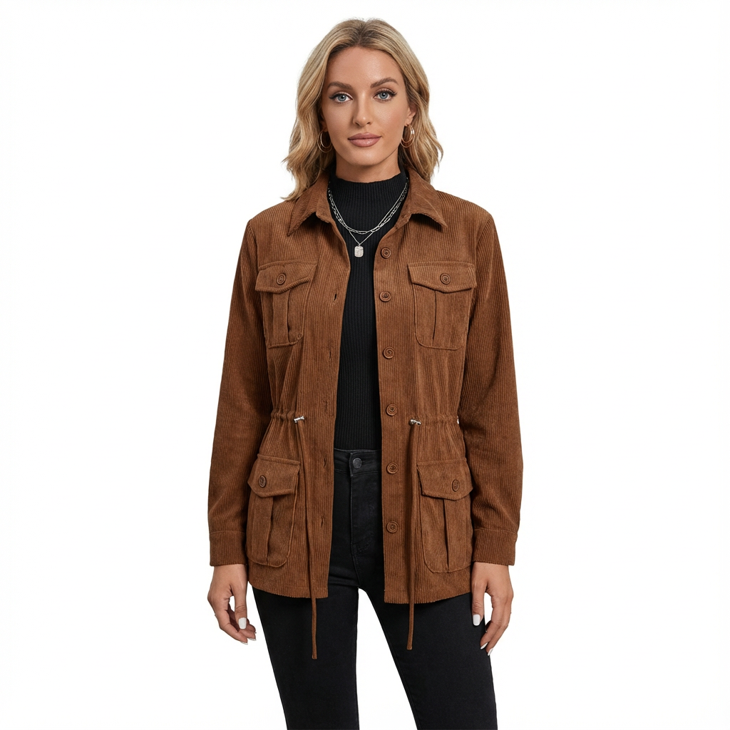 Corduroyjacka för dam med fickor