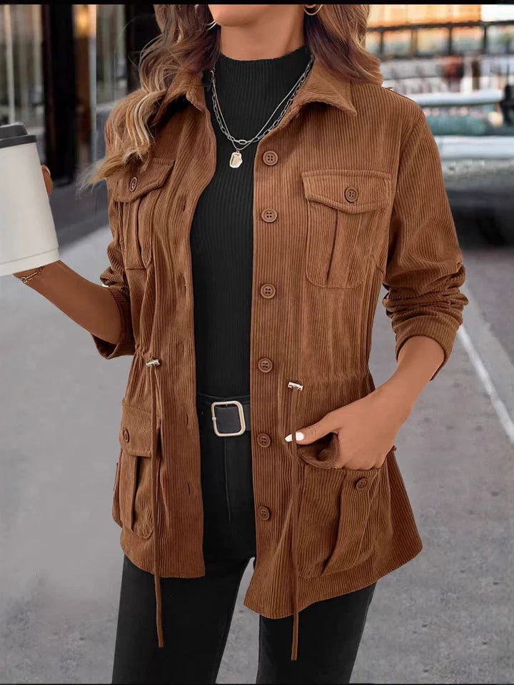 Corduroyjacka för dam med fickor