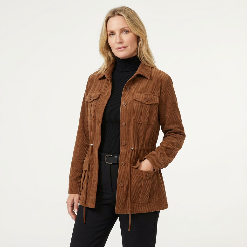 Corduroyjacka för dam med fickor