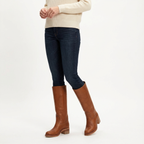 Dam Klassiska knähöga stövlar med blockklack