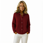 Dam Stickad Kofta med Knäppning Fram