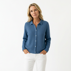 Dam Stickad Kofta med Knäppning Fram