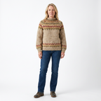 Dam Stickad Tröja med Nordiskt Mönster