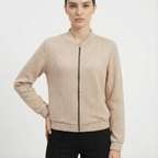 Damjacka med stickat mönster och dragkedja