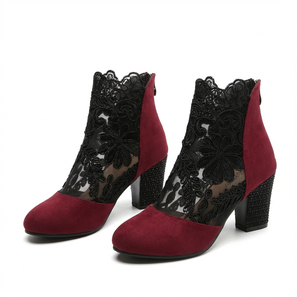 Eleganta ortopediska klackskor för dam med spetsdetaljer