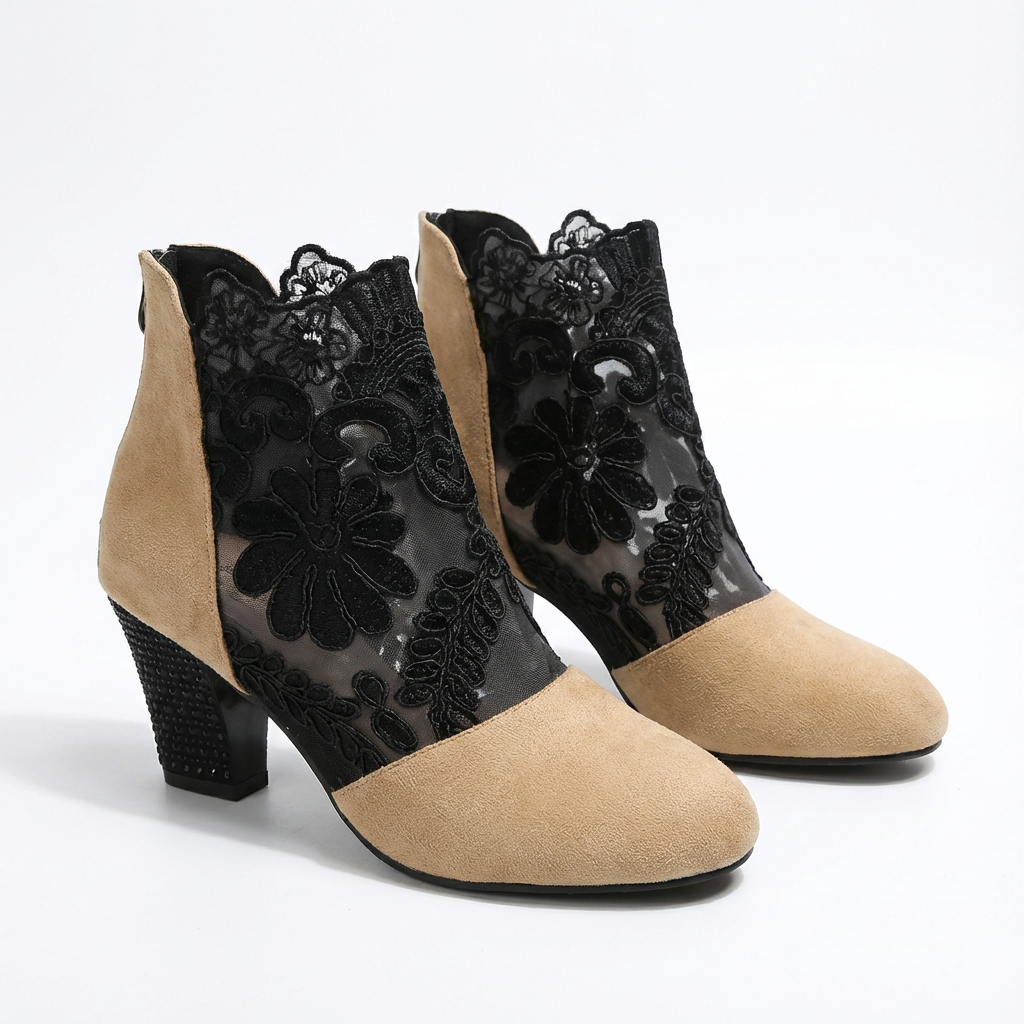 Eleganta ortopediska klackskor för dam med spetsdetaljer