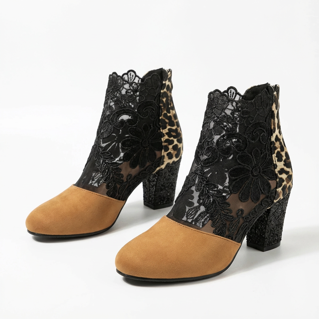 Eleganta ortopediska klackskor för dam med spetsdetaljer