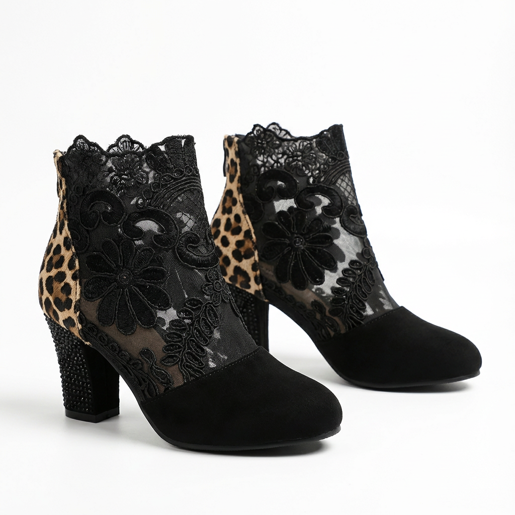 Eleganta ortopediska klackskor för dam med spetsdetaljer