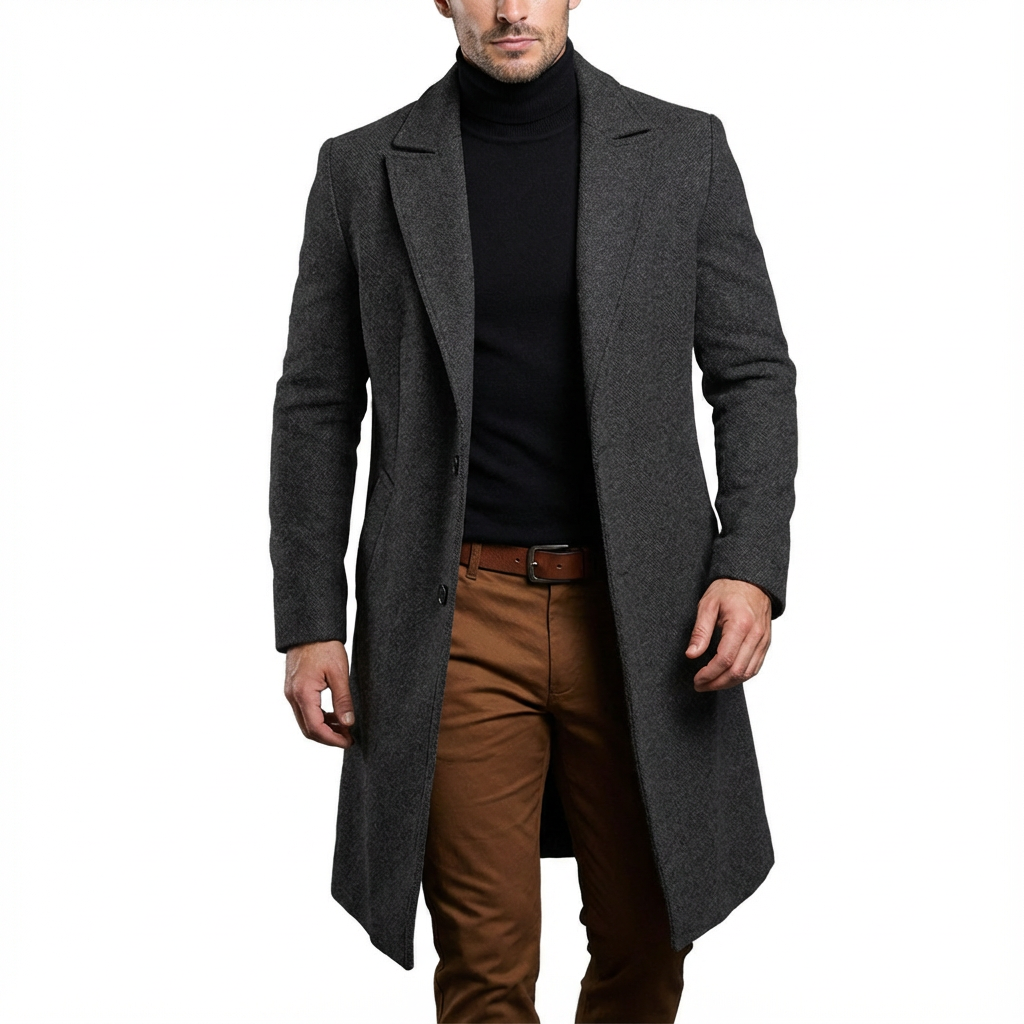 Herr Elegant lång rock med slagkrage