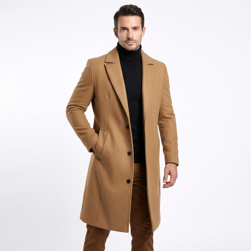 Herr Elegant lång rock med slagkrage