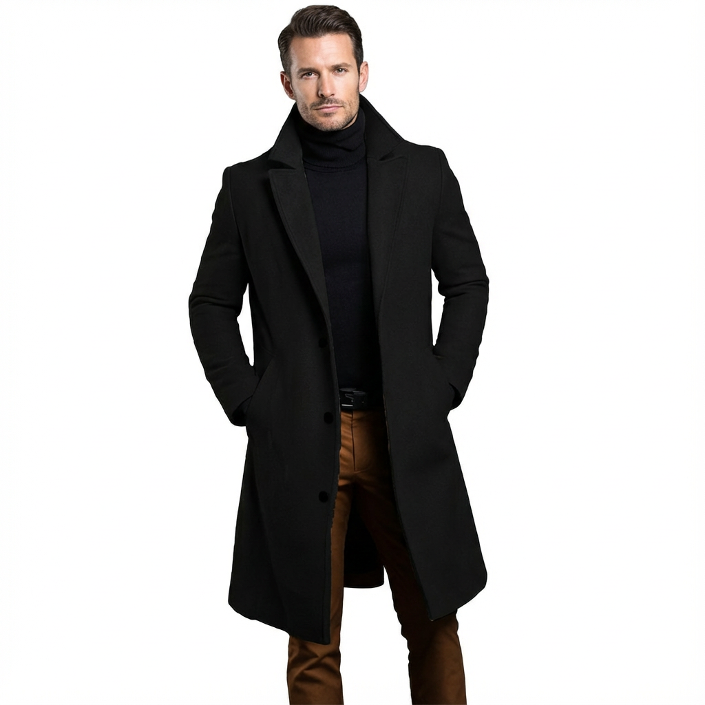 Herr Elegant lång rock med slagkrage