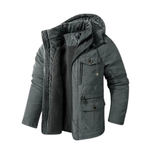 Herr Klassisk jacka med huva och flera fickor
