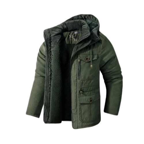 Herr Klassisk jacka med huva och flera fickor