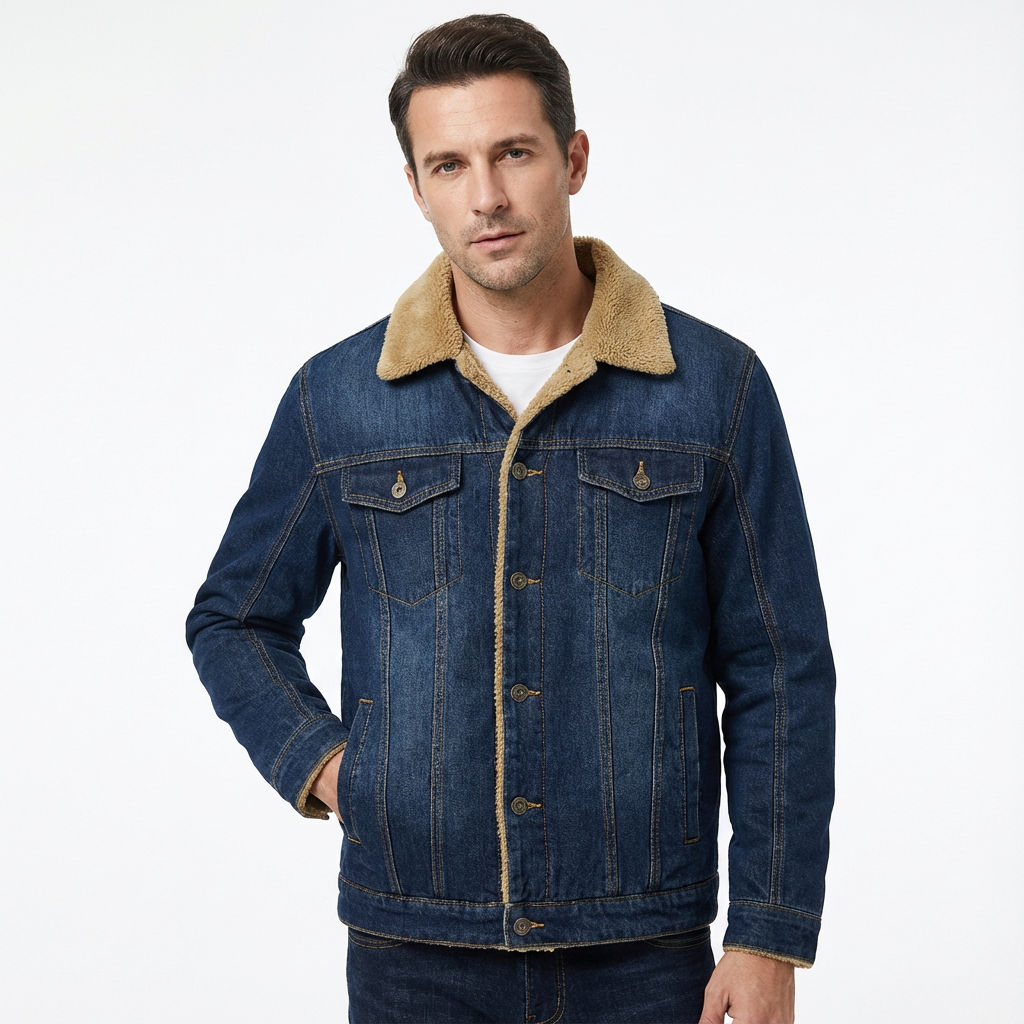 Herr Klassisk jacka med knäppning och strukturerad krage