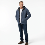 Herrjacka med huva och dragkedja framtill