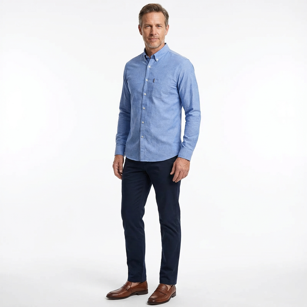Herrskjorta i slim fit med button-down krage och lång ärm